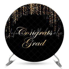 Lofaris Black Gold String Congrats Grad Round Backdrop Decoration
