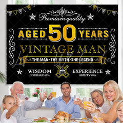 Lofaris Black Gold Vintage 50th Birthday Backdrop For Men