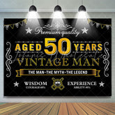 Lofaris Black Gold Vintage 50th Birthday Backdrop For Men