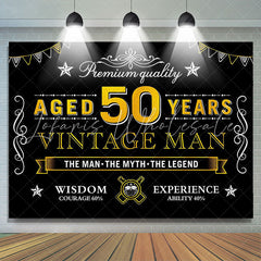 Lofaris Black Gold Vintage 50th Birthday Backdrop For Men