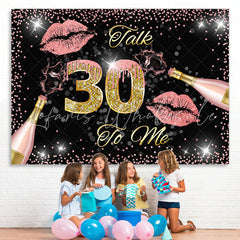 Lofaris Black Golden And Pink Talk 30 To Me Birthday Backdrop