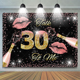 Lofaris Black Golden And Pink Talk 30 To Me Birthday Backdrop