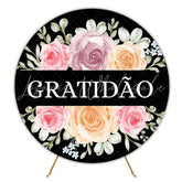 Black Gratitude Round Backdrop for Special Event