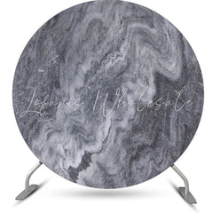 Lofaris Black Grey Abstract Marble Round Birthday Backdrop