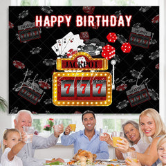 Lofaris Black JackPot 777 Happy Birthday Party Backdrop Banner