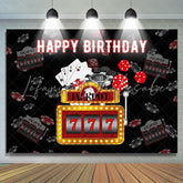 Lofaris Black JackPot 777 Happy Birthday Party Backdrop Banner