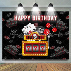 Lofaris Black JackPot 777 Happy Birthday Party Backdrop Banner