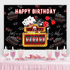 Lofaris Black JackPot 777 Happy Birthday Party Backdrop Banner
