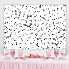 Lofaris Black Note White Backdrop For Happy Birthday Party