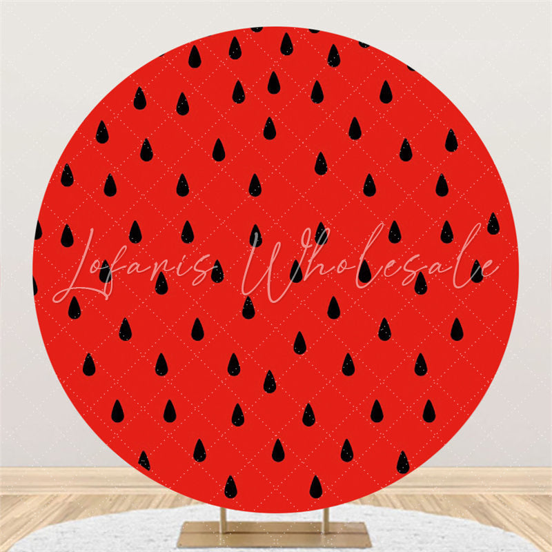 Lofaris Black Raindrops Round Red Backdrop For Birthday Party