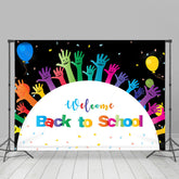 Lofaris Black Raised Hands Earth Back To School Backdrop