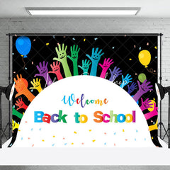Lofaris Black Raised Hands Earth Back To School Backdrop