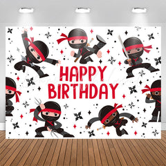 Lofaris Black Red Kit Warrior Boy Happy Birthday Backdrop