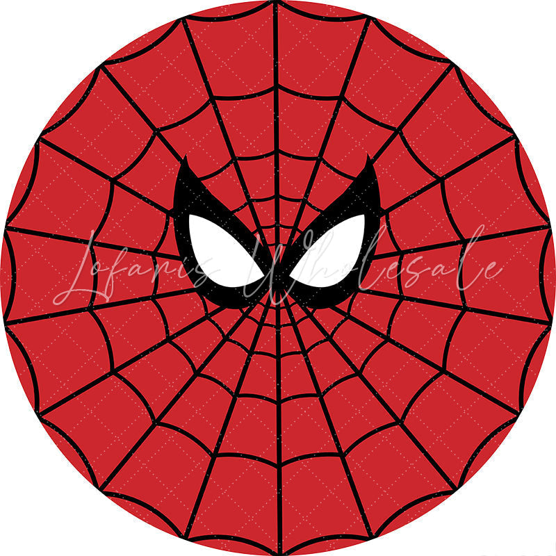 Lofaris Black Red Round Cartoon Spider Birthday Backdrop