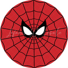 Lofaris Black Red Round Cartoon Spider Birthday Backdrop