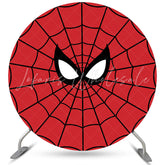 Lofaris Black Red Round Cartoon Spider Birthday Backdrop