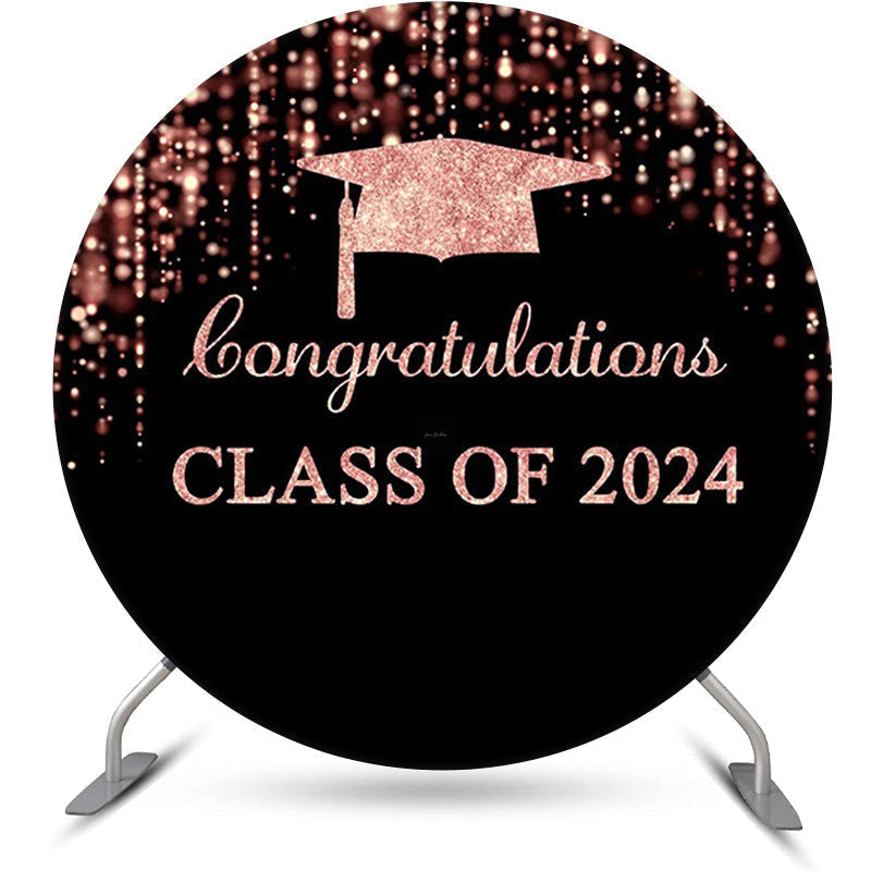 Lofaris Black Rose Pink Cap Round Congrats Grad Backdrop