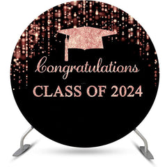 Lofaris Black Rose Pink Cap Round Congrats Grad Backdrop