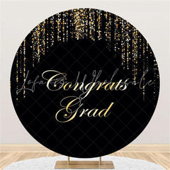 Lofaris Black Round Glitter Gloden Lines Congrategrad Backdrop