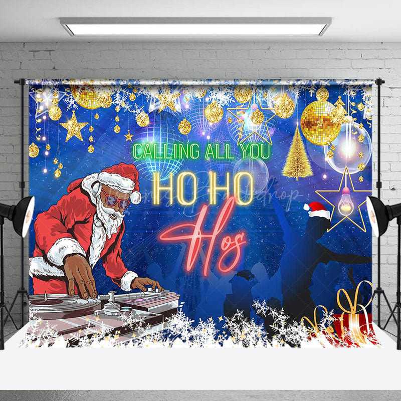Lofaris Black Santa Disco Calling All You Ho Hos Backdrop