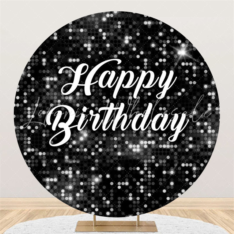 Lofaris Black Sequin Bokeh Sparkling Round Birthday Backdrop