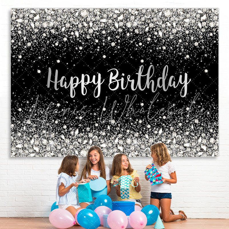 Lofaris Black Silver Bokeh Diamond Glitter Birthday Backdrop