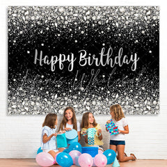 Lofaris Black Silver Bokeh Diamond Glitter Birthday Backdrop