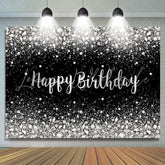 Lofaris Black Silver Bokeh Diamond Glitter Birthday Backdrop