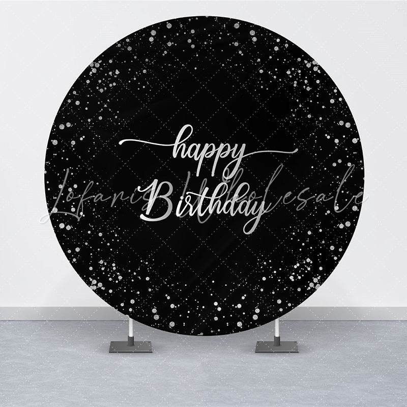 Lofaris Black Silver Dots Birthday Simple Party Round Backdrops