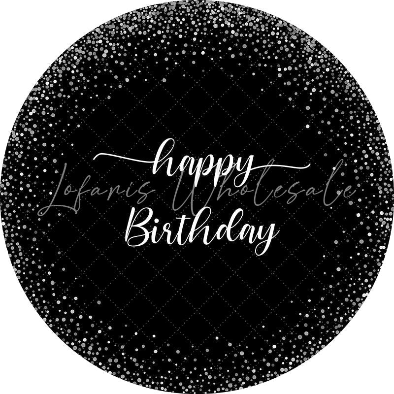 Lofaris Black Silver Dots Birthday Simple Party Round Backdrops