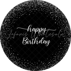 Lofaris Black Silver Dots Birthday Simple Party Round Backdrops