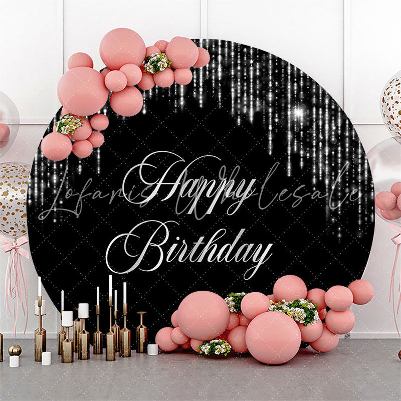Lofaris Black Sliver Tassels Bokeh Round Birthday Backdrop