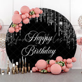 Lofaris Black Sliver Tassels Bokeh Round Birthday Backdrop