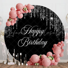 Lofaris Black Sliver Tassels Bokeh Round Birthday Backdrop