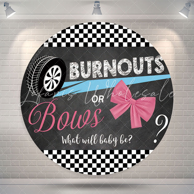 Lofaris Black Tyre Burnouts Gender Reveal Round Backdrop
