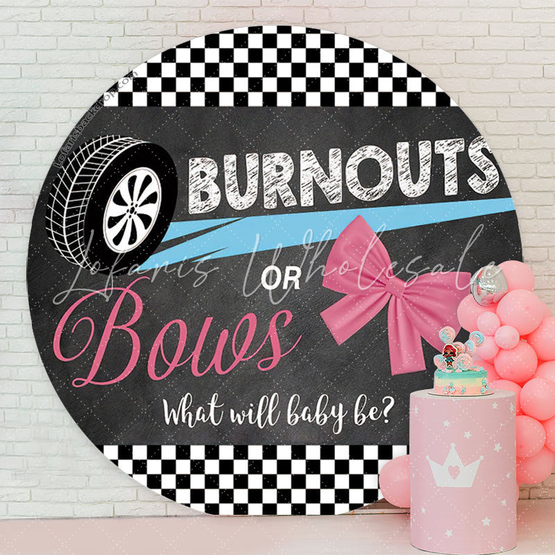 Lofaris Black Tyre Burnouts Gender Reveal Round Backdrop