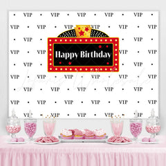 Lofaris Black Vip And Five-pointed Star Happy Birthday Backdrop