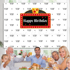 Lofaris Black Vip And Five-pointed Star Happy Birthday Backdrop