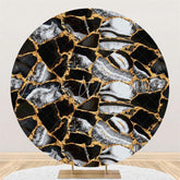 Lofaris Black White Abstract Texture Circle Birthday Backdrop