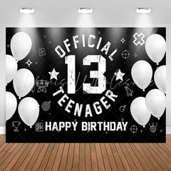 Lofaris Black White Balloon Teenager 13th Birthday Backdrop