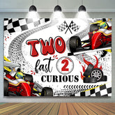 Lofaris Black White Flag Race Track 2nd Birthday Backdrop