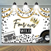 Lofaris Black White Gold Crown Forever Wild Birthday Backdrop