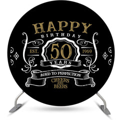 Lofaris Black White Gold Legend Round 50th Birthday Backdrop