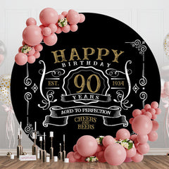 Lofaris Black White Gold Legend Round 90th Birthday Backdrop