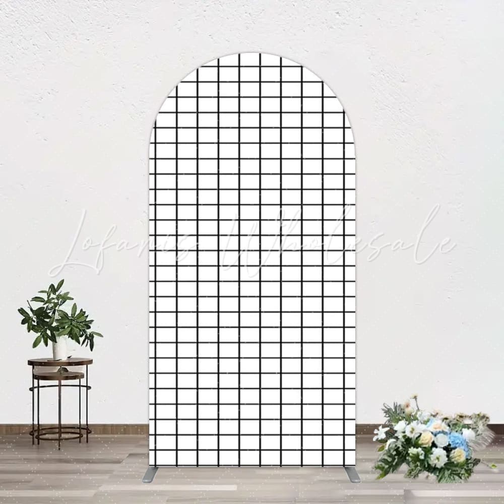 Black White Grid Arch Backdrop for Stylish Event Scene