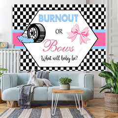 Lofaris Black White Grid Burnout Or Bows Backdrop for Baby Shower