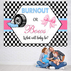 Lofaris Black White Grid Burnout Or Bows Backdrop for Baby Shower