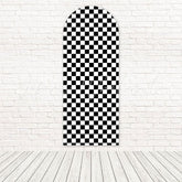 Black White Plaid Cozy Minimal Vibe Arch Backdrop For Rustic Party Joy