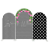 Black White Stripes Point Theme Birthday Party Arch Backdrop Wall Cloth Cover