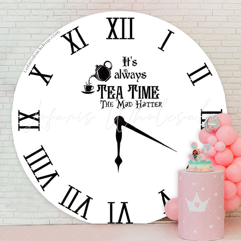 Lofaris Black White Tea Time Round Clock Backdrop Cover